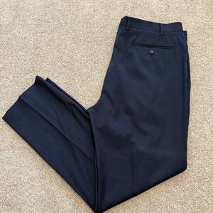 Claiborne Wool Blend Navy Blue Dress Slacks Flat Front Straight Leg Size 38Wx32L